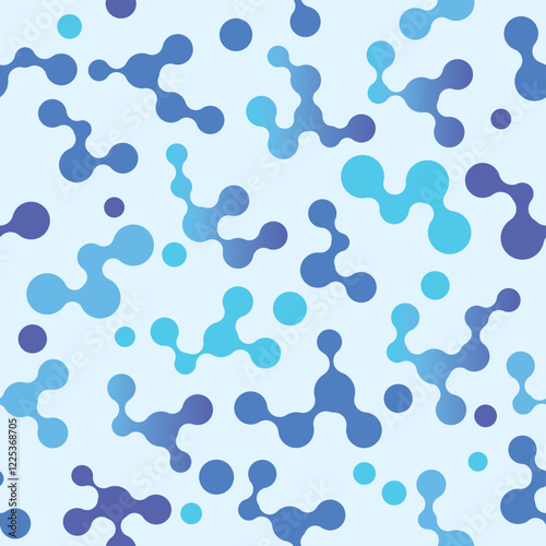 blue molecular seamless pattern
