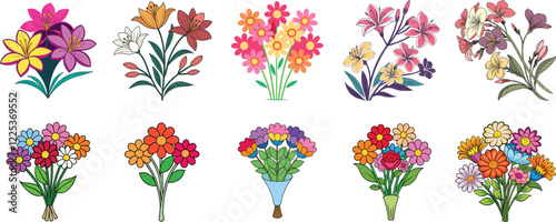 Vector Flower Illustrations. Collection of Flower Graphics for Design Projects and Presentations.