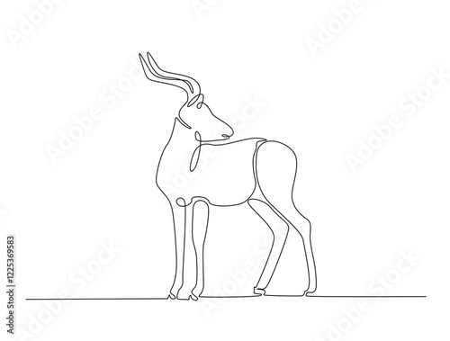 Continuous line art drawing of deer - animal concept. Antlers in single line art drawing vector illustration. Editable stroke.