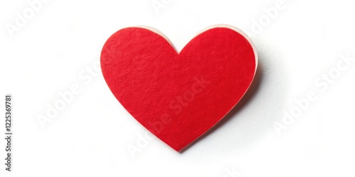 A small red heart-shaped sticker isolated on a white background , symbol, love sign