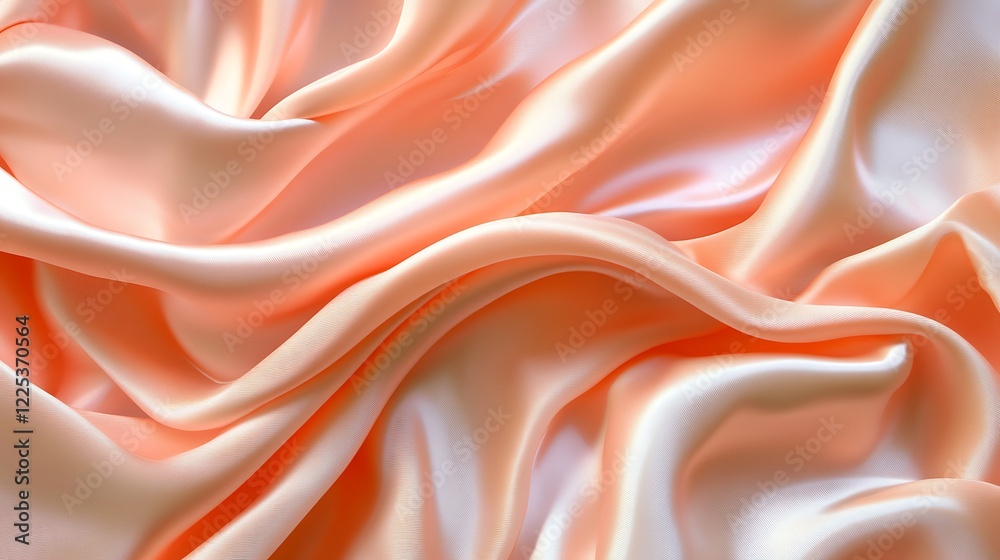 Fototapeta premium Peach Satin Fabric Draped Softly Showing Texture