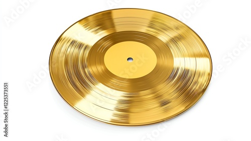 A shiny golden vinyl record on a white isolated background, symbolizing music awards and success in the music industry. photo