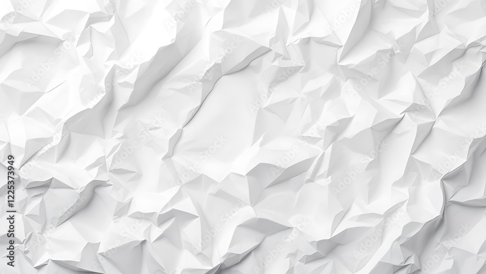 Fototapeta premium White crumpled and creased glued wrinkled paper poster texture background