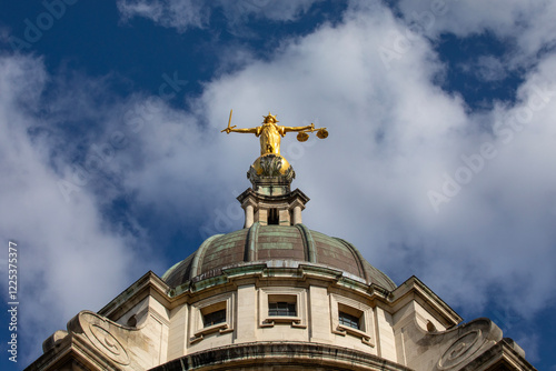 Lady Justice Statue at the Old Bailey in London, UK