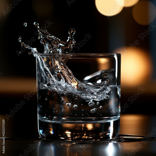 Wallpaper Mural Dynamic splash of water in a glass, showcasing motion and detail in a dramatic low-key setting, emphasizing the fluidity and clarity. Torontodigital.ca