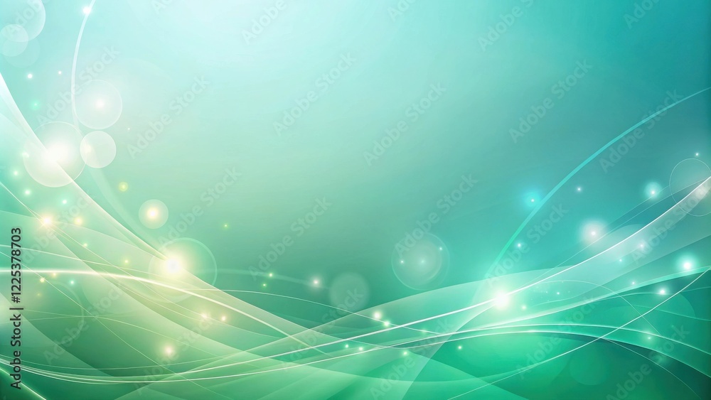 Abstract Teal and Green Swirling Light Background with Glowing Particles and Soft Bokeh Abstract Teal and Green Swirling Light Background with Glowing Particles and Soft Bokeh