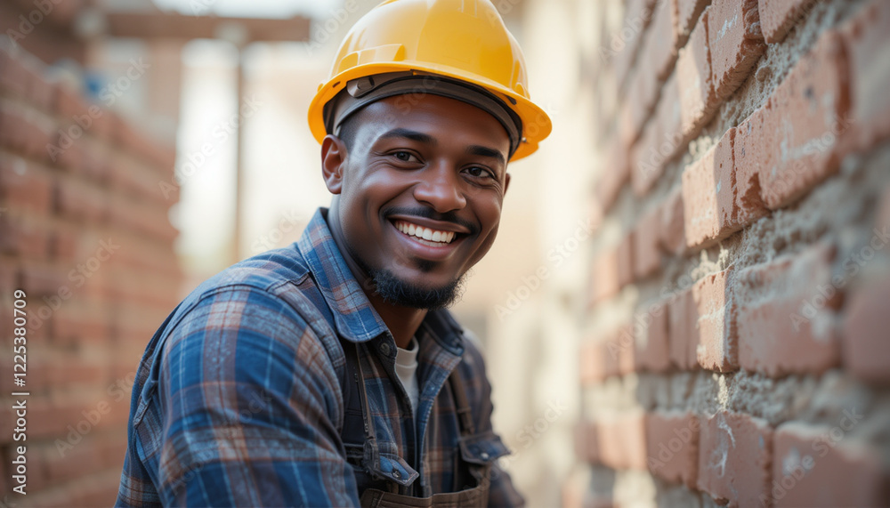 Skilled construction professional working on masonry, focusing on quality and precision. Skilled construction professional working on masonry, focusing on quality and precision.