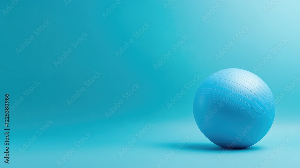 Inflatable Yoga Foam Ball on Vibrant Blue Background for Anti-Stress Exercise with Ample Copy Space for Text Placement Inflatable Yoga Foam Ball on Vibrant Blue Background for Anti-Stress Exercise with Ample Copy Space for Text Placement