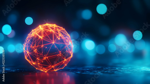 A vibrant digital sphere with glowing nodes representing connection and communication in modern technology.