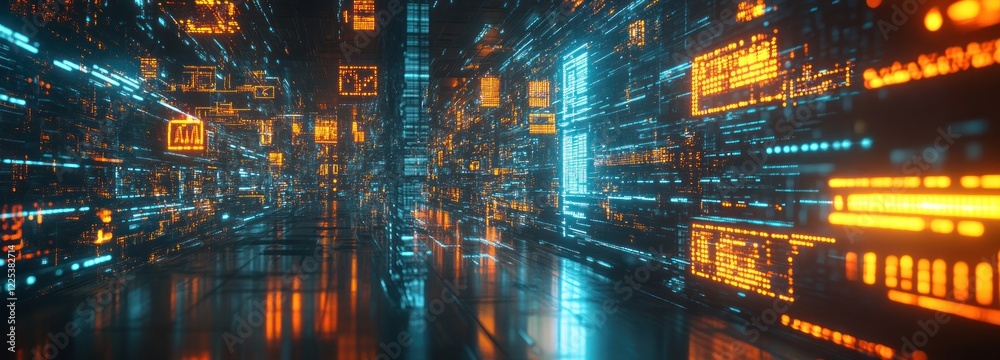 custom made wallpaper toronto digitalFuturistic Digital Cityscape Data Stream Corridor