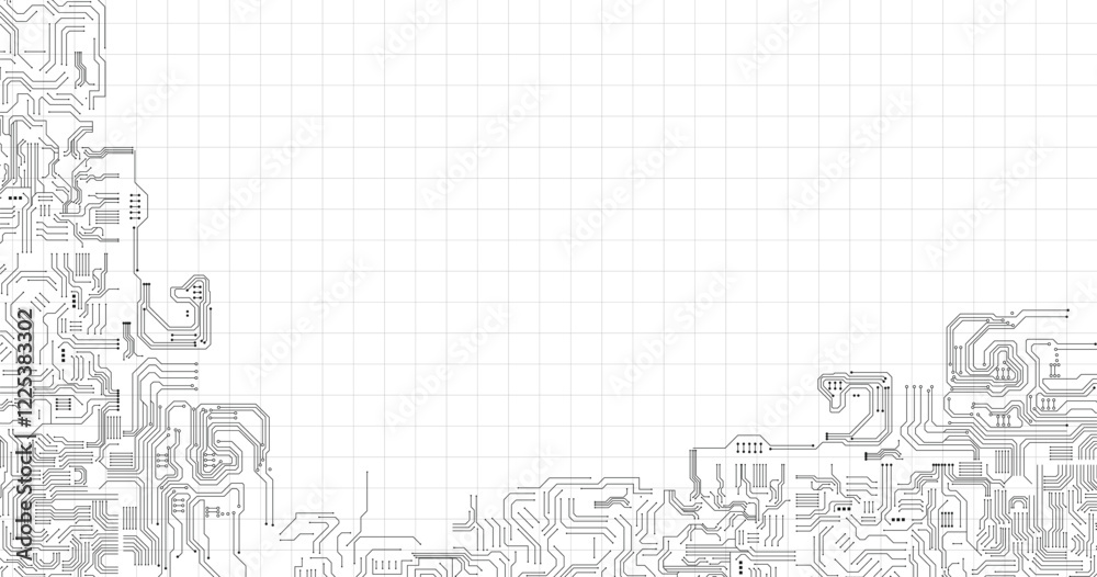 Obraz premium Technology gray circuit diagram concept on white background. stock illustration. Vector abstract technology on a white background.