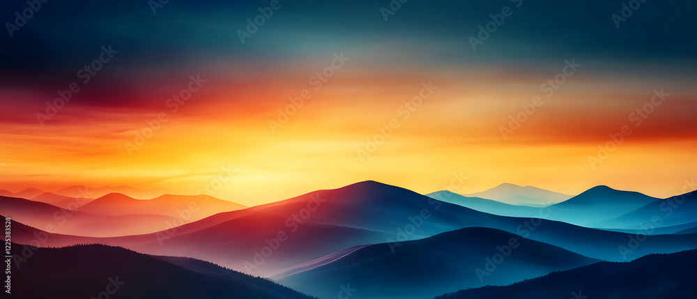 Breathtaking mountain view at sunset with vibrant colors illuminating the sky and creating a serene atmosphere. Breathtaking mountain view at sunset with vibrant colors illuminating the sky and creating a serene atmosphere.