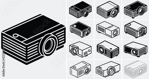 Projector Icon Set ,Modern Digital Projection Designs,multimedia projector Set