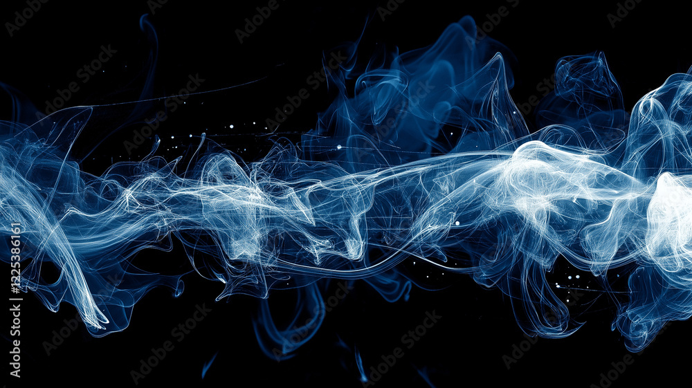 Obraz premium Swirling Blue Smoke Abstract Art