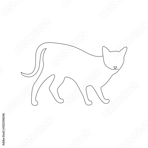 Cat continuous one line art outline Vector illustration simple animal best use for logo