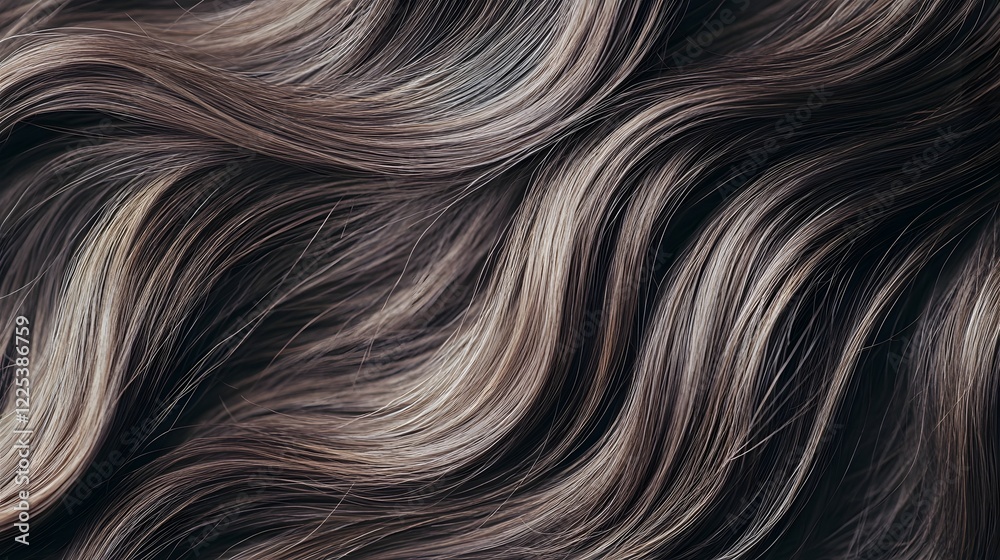 Fototapeta premium Lush,wavy hair being styled with a modern curling iron,showcasing the art of hairdressing and