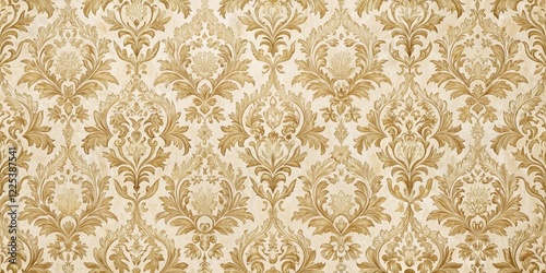 Damask Pattern, Beige and Gold Wallpaper Texture