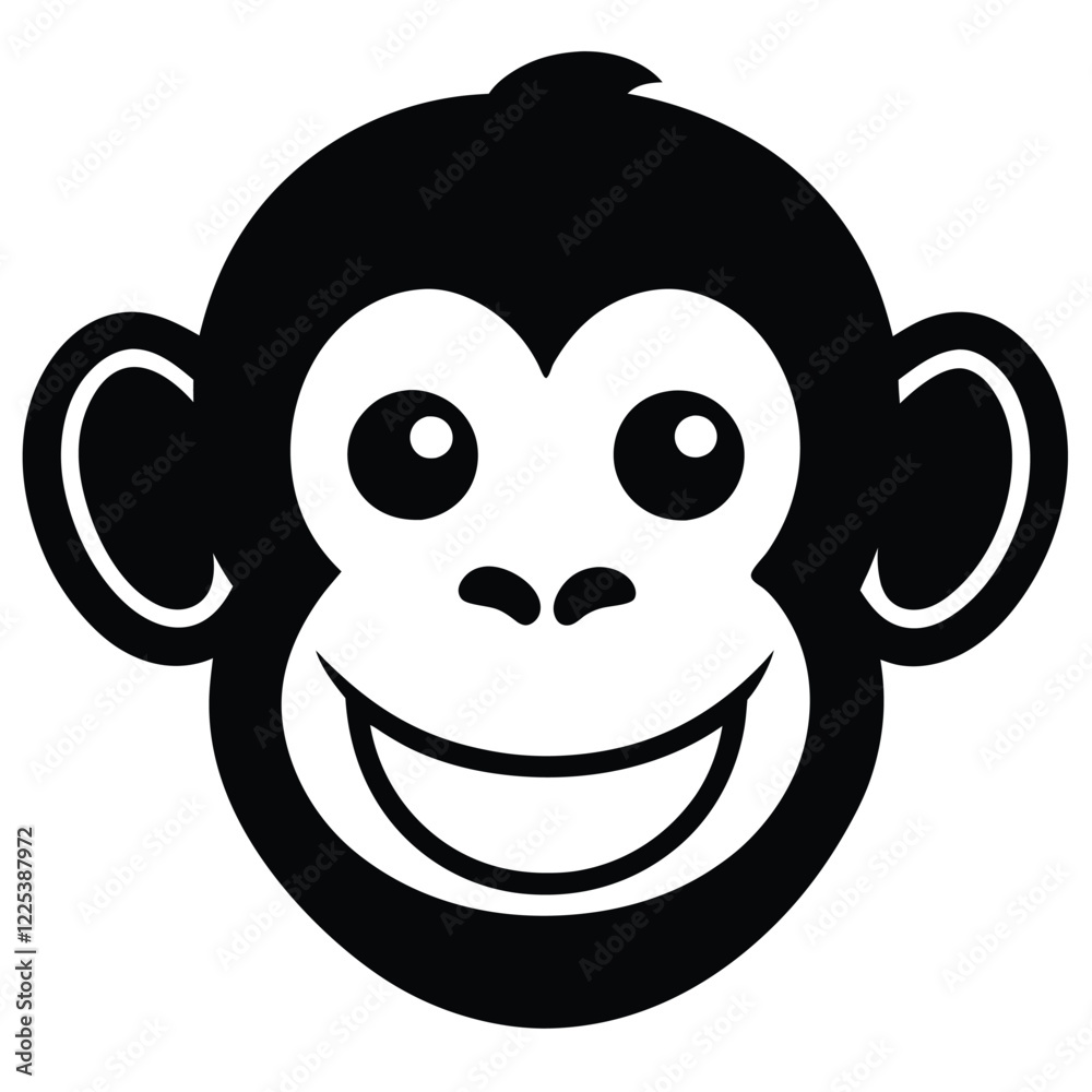 Monkey face silhouette vector icon isolated on white background