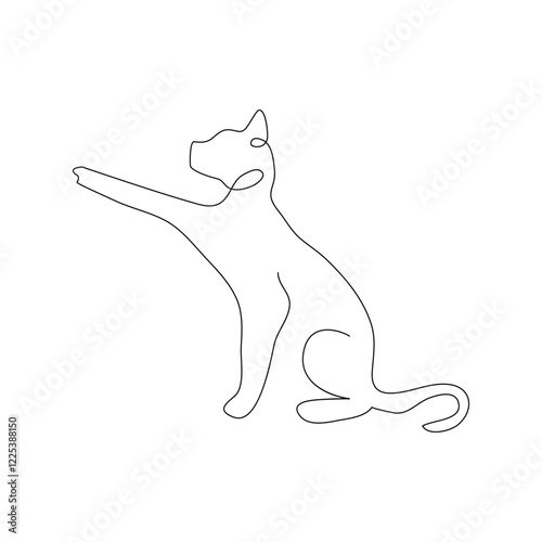 Cat continuous one line art outline Vector illustration simple animal best use for logo