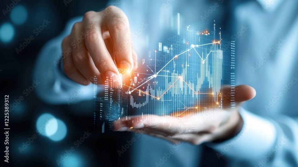 Fototapeta premium Financial Data Analytics Technology Dashboard with Advancing Graphical Trends