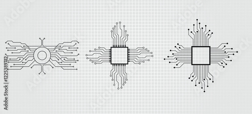 Technology black circuit diagram concept. stock illustration. Circuit technology background with hi-tech digital data connection system and computer electronic design
