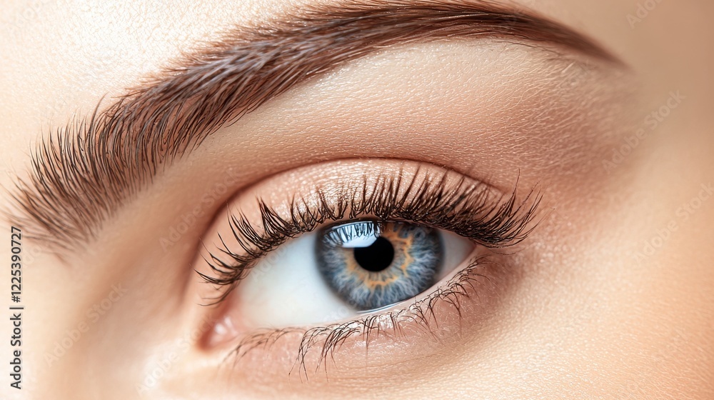 Captivating Gaze A Closeup of a Woman s Piercing Blue Eye and Expressive Brow Captivating Gaze A Closeup of a Woman s Piercing Blue Eye and Expressive Brow