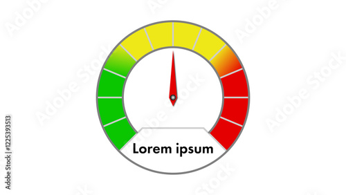 Illustration showing elements of an analog gauge with a red pointer (needle) and the scale colors ranging from green to yellow to red