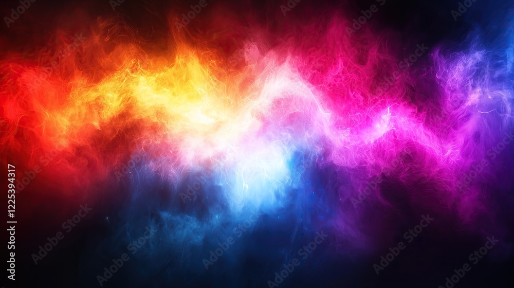Vibrant swirling colors blend and dynamic and energetic abstract artwork