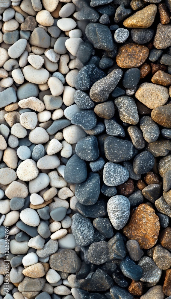 Smooth River Rocks in Natural Gradient, Colorful Pebble Background, Abstract Texture Of Stones Smooth River Rocks in Natural Gradient, Colorful Pebble Background, Abstract Texture Of Stones