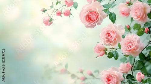 Fototapeta Naklejka Na Ścianę i Meble -  Vibrant pink roses with sunlight and blurred background.