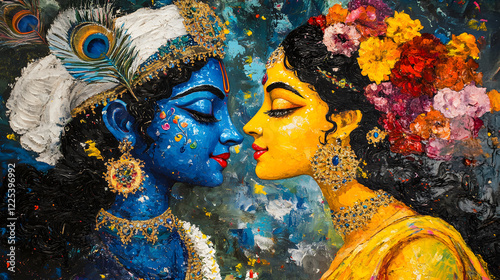 Radha Krishna Divine Romantic Painting Art
