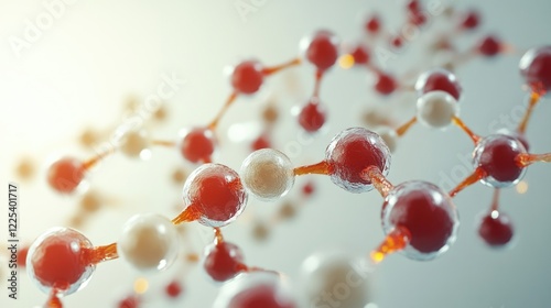 Colorful Molecular Structure of Serotonin Dopamine and Oxytocin Hormones with Transparent Bonds and Soft Background for Scientific Concepts in Health photo