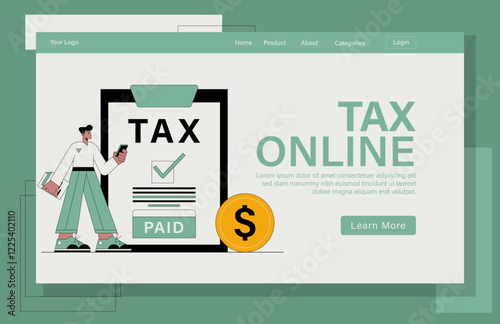 Landing page Tax online illustration concept.