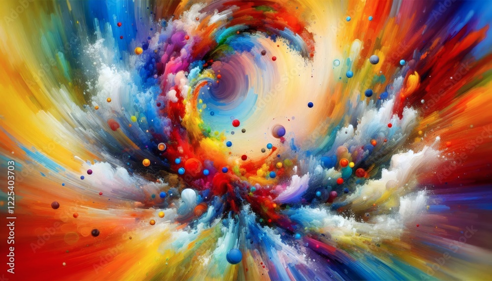 Obraz premium colorful paint splashes abstract explosion swirls vibrant vivid motion spirals fluid creative