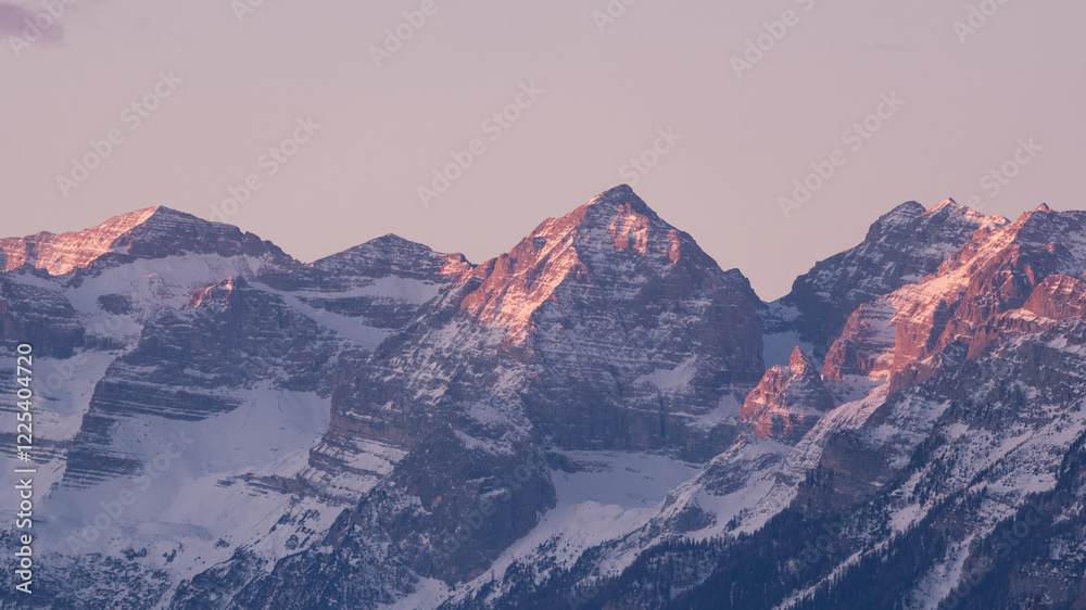Fototapeta premium Trentino Alto Adige, Italy, Europe, Winter season, sunrise