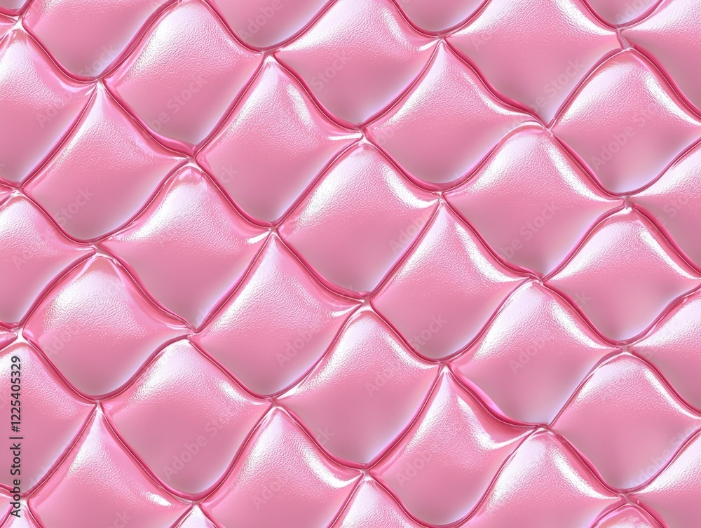 Pink Quilted Texture: Closeup of a vibrant pink quilted fabric, showcasing the textured, diamond-shaped pattern and shiny, glossy surface. Pink Quilted Texture: Closeup of a vibrant pink quilted fabric, showcasing the textured, diamond-shaped pattern and shiny, glossy surface.
