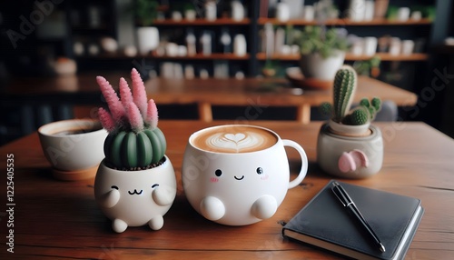 A Charming Little Coffee Cup Sitting on the Table Ready for a Warm Sip