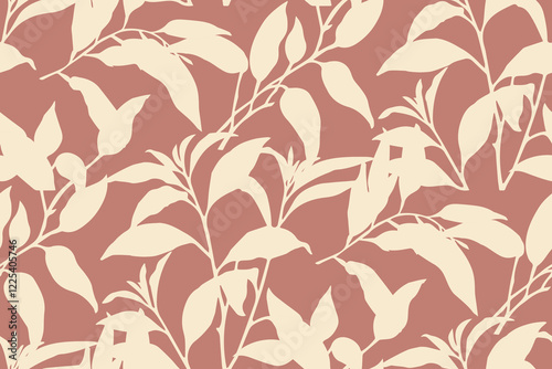 Картината върху платно Simple monochrome two-color seamless pattern with flowers silhouette