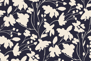 Crédence de cuisine Styles patrons Silhouettes florales monochromes minimalistes  © taisiyakozorez