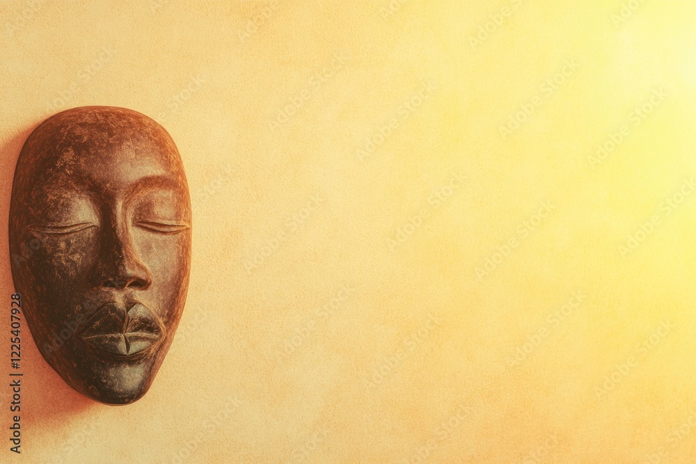 layered artwork combining traditional african masks and contemporary abstract shapes with flowing textures and radiant layered artwork combining traditional african masks and contemporary abstract shapes with flowing textures and radiant
