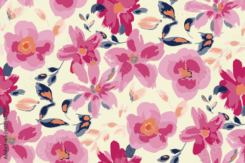 Cute feminine watercolor seamless pattern with wildflowers.hand drawn, not AI