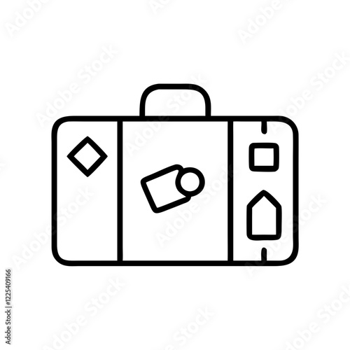 Travel Bag with Stickers Icon Vector for Adventure and Exploration