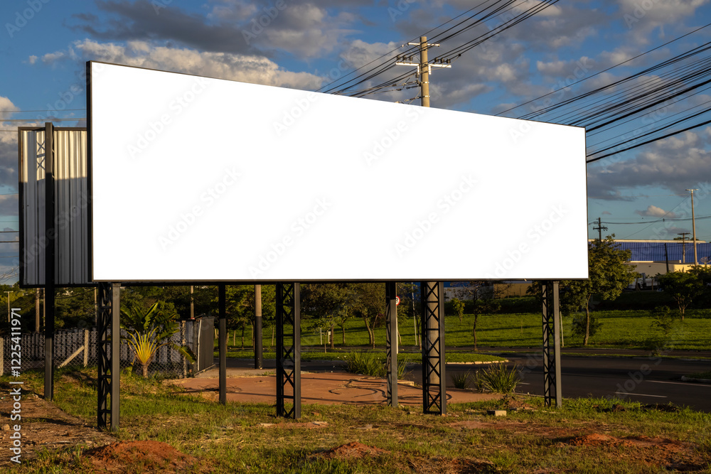 Obraz premium Blank billboard mockup ready for new ad on the city in Brazil