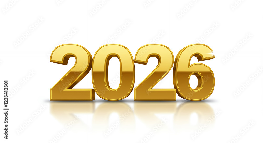 3D Gold 2026 New Year Number Render, Festive, Celebration 3D Gold 2026 New Year Number Render, Festive, Celebration