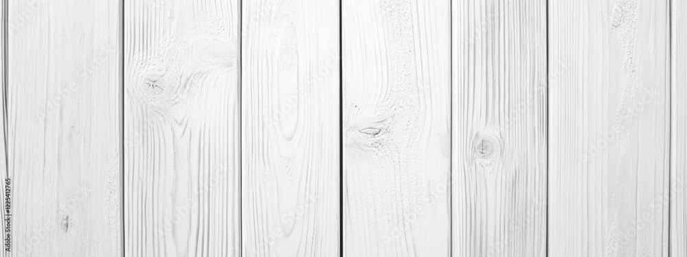 Naklejka premium White Painted Wooden Plank Background Texture with Smooth Surface and Copy Space for Text, Ideal for Minimalist Design and Contemporary Themes