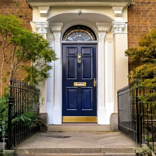 Blue front door to house