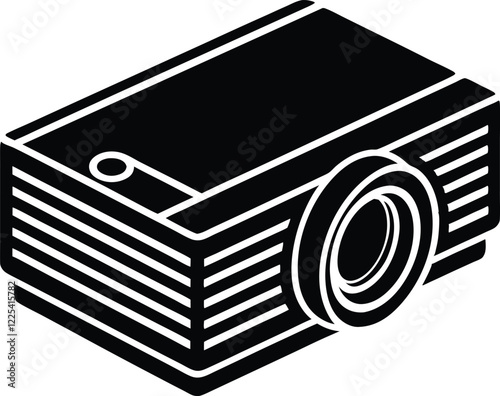  Black and White Projector Icon , High-Contrast Vector Illustration