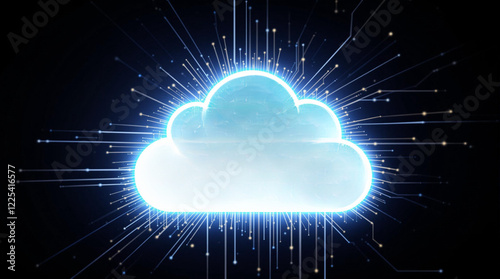 Wallpaper Mural Glowing white cloud icon on dark background symbolizes online data and digital storage Torontodigital.ca