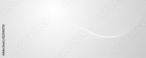 Abstract white wave dynamic curve lines on gray background. Energy technology concept modern backdrop design for business, presentation, banner.