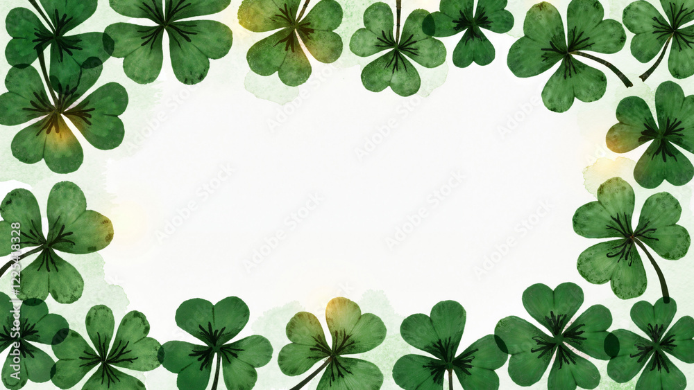Watercolor Clover Frame: Elegant St. Patrick's Day Design for Invitations, Cards, and Marketing Materials Watercolor Clover Frame: Elegant St. Patrick's Day Design for Invitations, Cards, and Marketing Materials